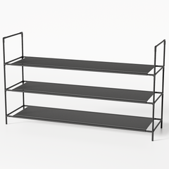 Sekey Schuhregal 3/4 Ebenen – Stapelbares Schuhregal aus Metall und Vliesstoff, platzsparend, stabil, ohne Bohren, für Flur, Schlafzimmer & Bad, Schwarz