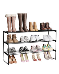 Sekey 3-Tier Shoe Rack – Stackable Metal Shoe Rack, Space-Saving for Hallway &amp; Wardrobe, Holds 15–18 Pairs of Shoes
