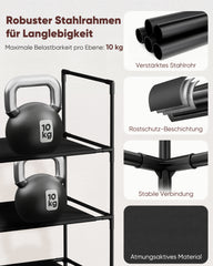 Sekey 3/4 Tier Shoe Rack – Stackable Shoe Rack made of Metal and Non-woven Fabric, Space-Saving, Stable, No Drilling Required, for Hallway, Bedroom &amp; Bathroom, Black