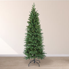 SALCAR Schmaler Kunst-Weihnachtsbaum 180 cm – Realistischer Pencil Christbaum mit warmweißen LEDs, grüner Tannenbaum aus PE & PVC