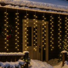 Salcar LED-Lichtervorhang 300er Eisregen 3x1 m, 8 Modi & Timer, Warmweiß, IP44, Innen- & Außenbeleuchtung für Weihnachten & Party
