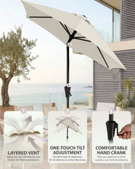 Sekey Rechteckiger Sonnenschirm 210×140 cm mit Kurbel & 30° Neigung – UV-Schutz 50+, Gartenschirm, Marktschirm, stabiler Terrassenschirm für Garten & Balkon