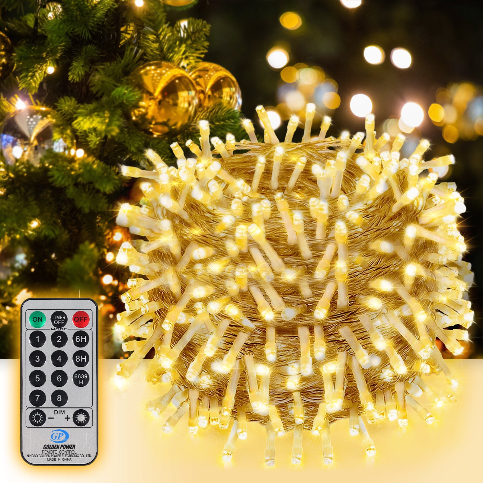 SALCAR LED Lichterkette mit 5m/10m/15m/20m Länge – 50–300 LEDs, Fernbedienung, 8 Modi, Timer & IP44 Wasserdicht, für Weihnachtsdeko, Party, Hochzeit, Garten – Warmweiß