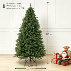 Salcar Künstlicher Weihnachtsbaum Nordmanntanne – PE & PVC, naturgetreuer Christbaum, 150/180/210 cm