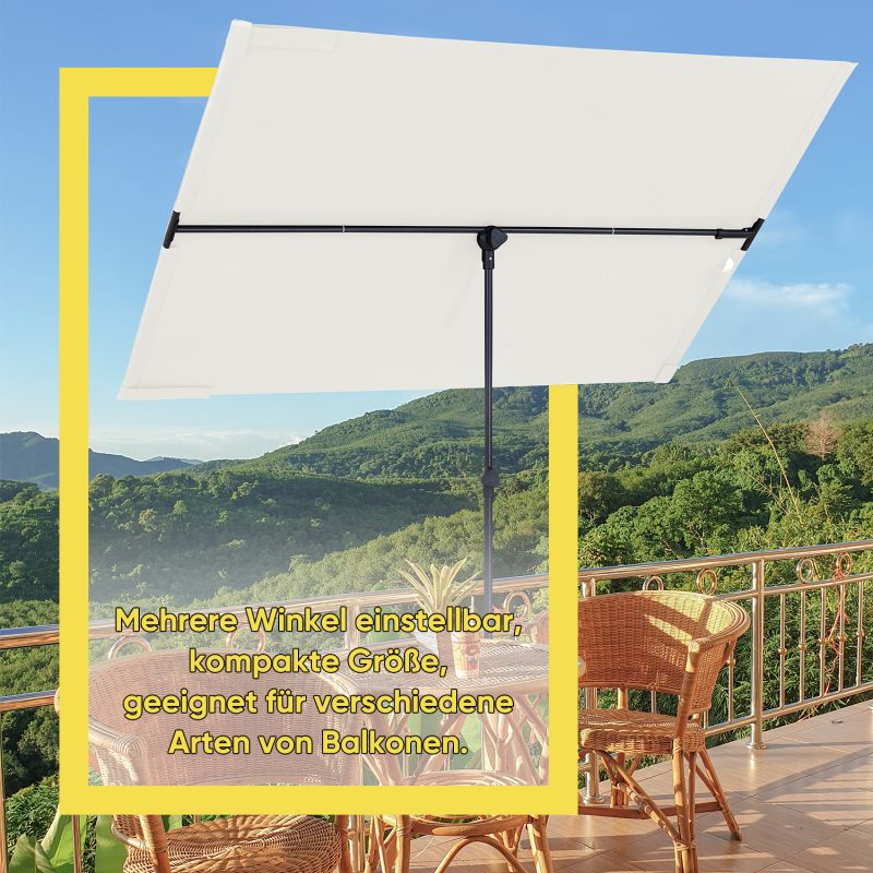 Sekey 180 x 130 cm balcony umbrella rectangular, individually adjustable, sun protection UV50+