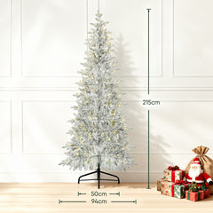 Salcar Halb-Weihnachtsbaum mit LED & Schnee 180/210 cm – Künstlicher Christbaum aus 100 % PE