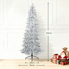 Salcar Halb-Weihnachtsbaum mit Schnee 180/210 cm – Künstlicher Christbaum aus 100 % PE