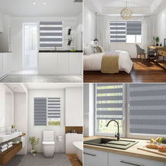 Sekey double roller blind without drilling or with drilling, grey