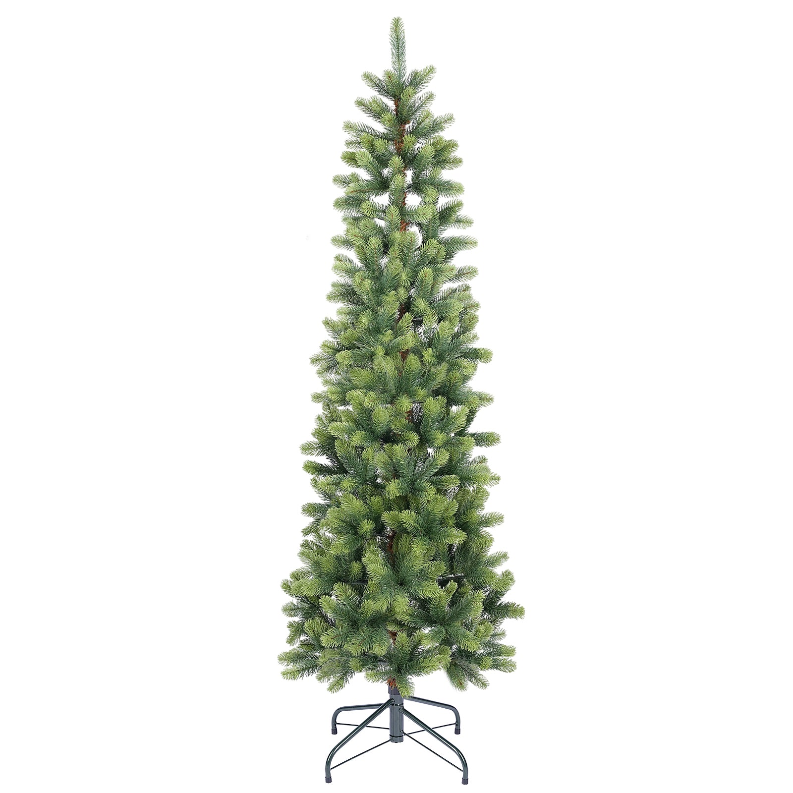 SALCAR Schmaler Künstlicher Weihnachtsbaum 120/150/180/210 cm | Slim Nordmanntanne aus PE, Platzsparend, Realistisch, Wiederverwendbar, Mit Metallständer