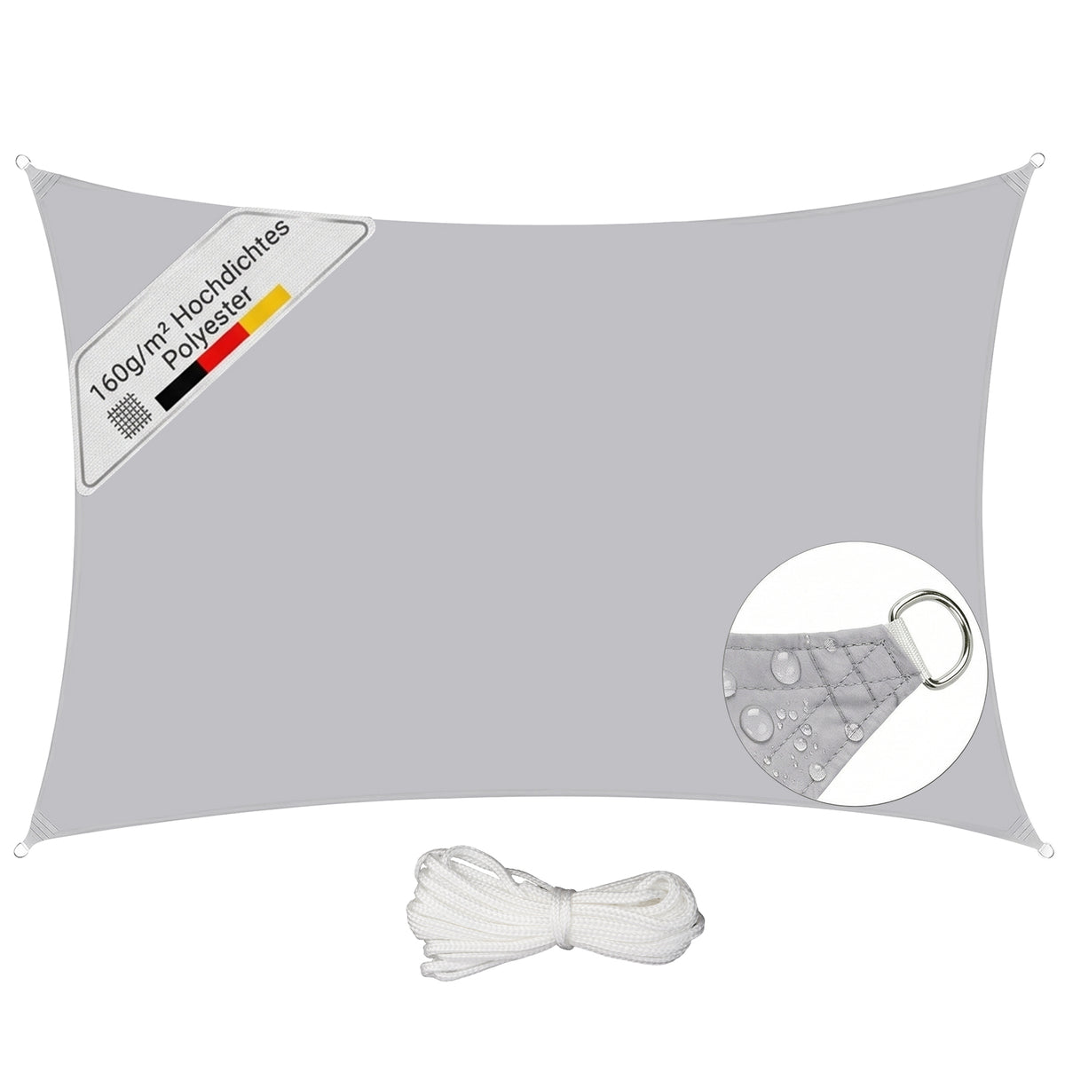 sonnensegel weiss wasserdicht Sunula Sonnensegel wasserdicht ohne Mittelnaht – PES 160g/m², UV-Schut – sekeymall