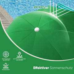 Sekey Sonnenschirm Ø 180 cm Rund Strandschirm Balkonschirm mit Tragetasch und Bodenhülse Sekey