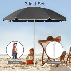Sekey Sonnenschirm Ø160 cm rund – mit Tragetasche & Bodenhülse, für Balkon & Strand Sekey