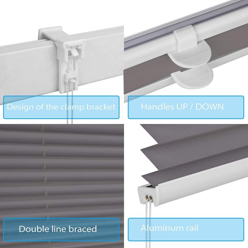 Sekey pleated blinds without drilling, dark grey