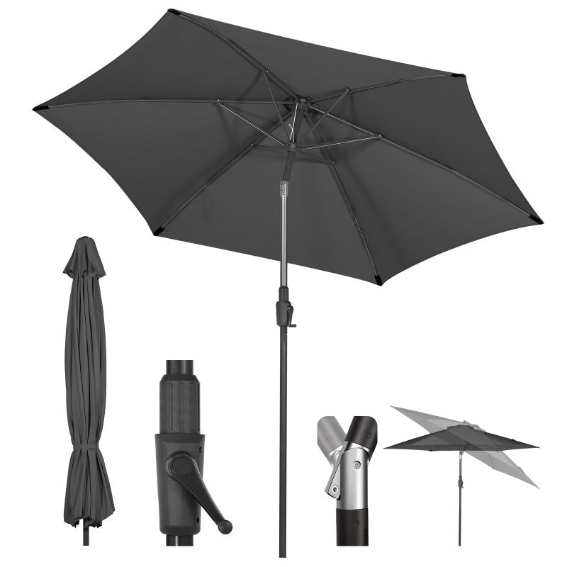 Sekey 270 cm parasol with crank, foldable while sitting, sun protection UV50+