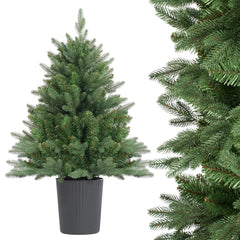 Salcar Künstlicher Weihnachtsbaum Nordmanntanne – PE & PVC, kleiner Christbaum mit dekorativem Topf, 60/90/120 cm