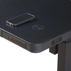 Kowo 120 cm Glas Elektrischer Höhenverstellbarer Schreibtisch mit Schubladen und kabelloses Laden, Mobilo Sekey