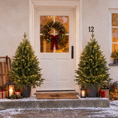 Salcar Künstlicher Weihnachtsbaum Nordmanntanne – PE & PVC, kleiner Christbaum mit dekorativem Topf, 60/90/120 cm