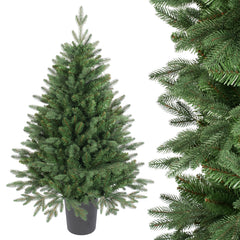 Salcar Künstlicher Weihnachtsbaum Nordmanntanne – PE & PVC, kleiner Christbaum mit dekorativem Topf, 60/90/120 cm