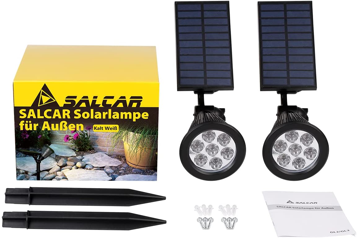 Salcar set of 2 LED solar garden lights, with 1800 mAh battery