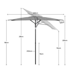 Sekey 200 x 125 cm Balkonschirm Rechteckig, Sonnenschutz UV50+ Sekey