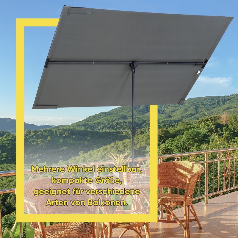 Sekey 180 x 130 cm balcony umbrella rectangular, individually adjustable, sun protection UV50+