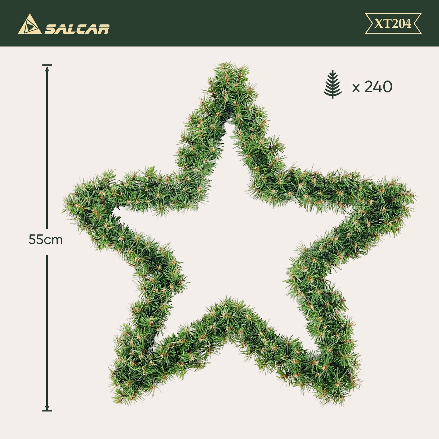 SALCAR PVC Weihnachtsstern 40 cm/55 cm – Realistische Weihnachtsdeko mit 200/240 Zweigen für Innen & Außen