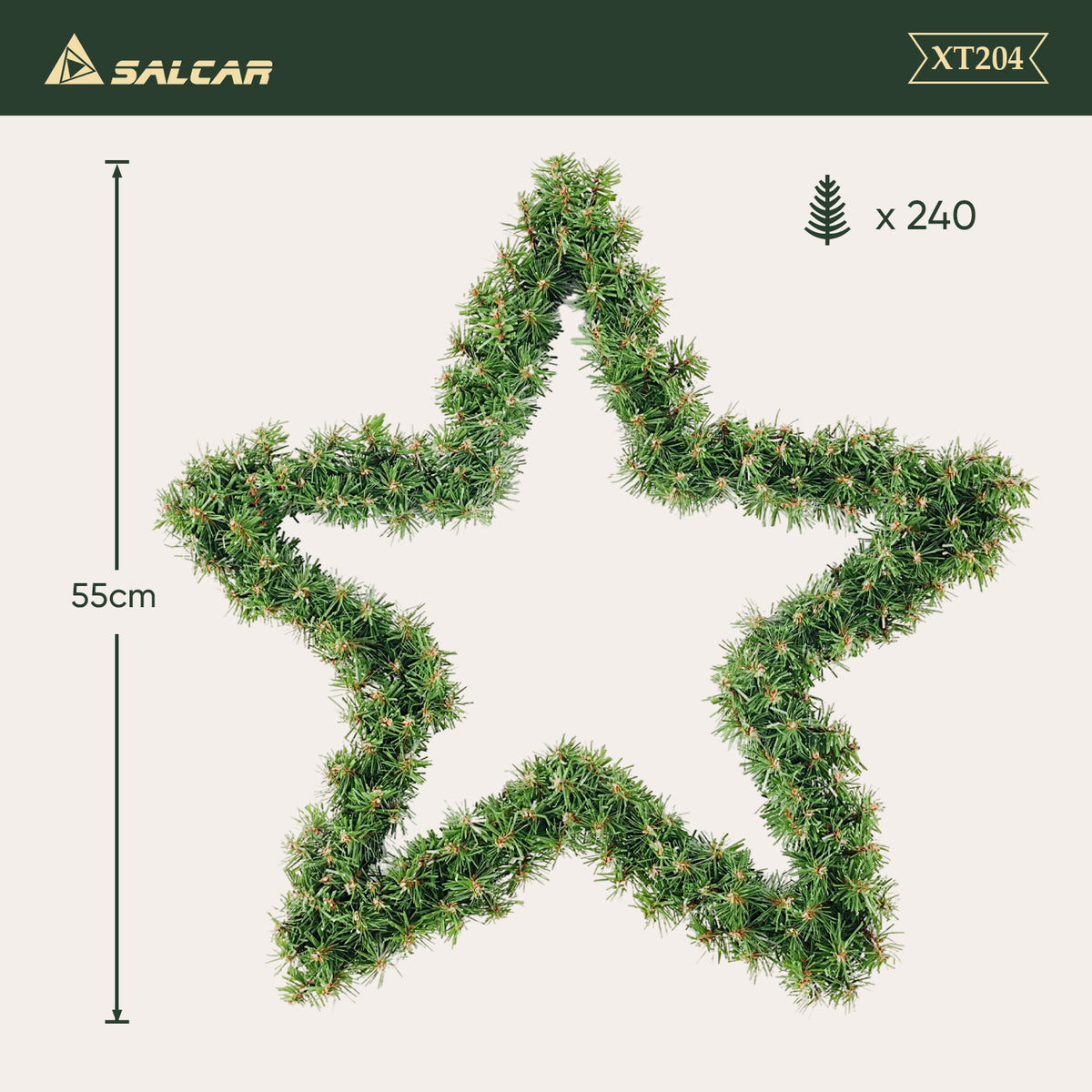 Salcar PVC Weihnachtsstern 40 cm/55 cm – Realistische Weihnachtsdeko mit 200/240 Zweigen für Innen & Außen