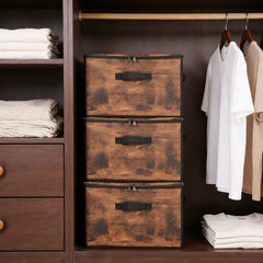 Sekey Aufbewahrungsboxen 3er Set mit Deckel | Stoffboxen 40 × 30 × 25 cm – formstabil, faltbar & vielseitig einsetzbar