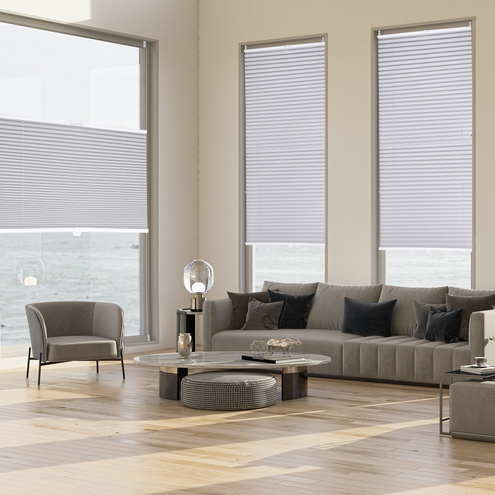 Sekey pleated blinds without drilling, light grey