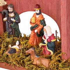 Salcar Weihnachtskrippe aus Holz mit Figuren – 20 LEDs, Batteriebetrieben, 23,5 cm Weihnachtsdeko