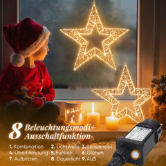 SALCAR LED Weihnachtsstern 45 cm, Metall Leuchtstern mit 720 LEDs, 8 Modi & Timer, Stern Fenster Deko, Innen & Außen, Warmweiß