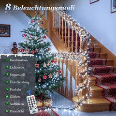 Salcar  LED Lichterkette 23 m mit 360 LEDs, Fernbedienung, 8 Lichtmodi, 4-stufig dimmbar, 3 Timer, Memory, IP44, 31V für Innen & Außen