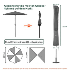 Sekey 175 x 30,5/36,5 cm Schutzhülle für 300 cm Sonnenschirm, aus Polyester-Gewebe Sekey