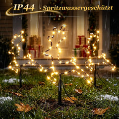 Salcar LED Rentier Garten Deko 30 cm – 3er Set Weihnachtsleuchten mit 8 Lichtmodi