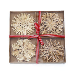 Salcar 12-teiliges Weihnachtsbaumschmuck aus Stroh – Handgemachte Strohsterne Set, natürliche Christbaum Anhänger für nachhaltige Weihnachtsdekoration im skandinavischen Stil