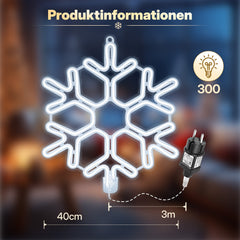 Salcar LED Schneeflocke Weihnachtsdeko Kaltweiß – 40/60 cm, 300 LEDs, IP44 für Fenster & Außen