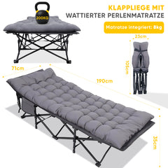 Sekey XXL Feldbett Klappbar – 190×71×35 cm überbreit | Stahlrahmen bis 200 kg | 1200D Oxford | Inkl. abnehmbarer Matratze & Seitentasche – Ideal für Camping & Gäste