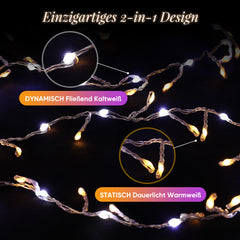 Salcar LED Lichterkette Außen, Warmweiß & Kaltweiß, 14 Modi, Timer & Memory, IP44 Wasserdicht, Weihnachtsbeleuchtung für Garten, Balkon, Party, Hochzeit