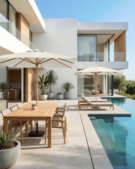 Sekey Sonnenschirm Rechteck 200x300 cm in Holzoptik – höhenverstellbar, UV50+, mit Dreh-Kippfunktion & Kurbel, Eisenmast 38 mm für Balkon, Terrasse & Garten
