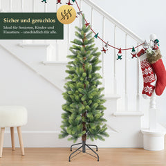 SALCAR Slim Kunst-Weihnachtsbaum 180 cm – Realistischer PE-Tannenbaum in zartgrün, 100 % Spritzguss, naturgetreu & platzsparend