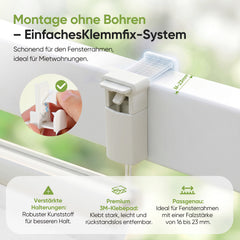 Salcar Plissee ohne Bohren Weiß – Klemmfix Faltrollo lichtdurchlässig & blickdicht, stufenlos verstellbar mit Aluminium-Schienen für Fenster & Türen