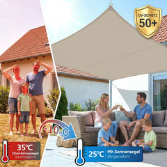 Sunula Sonnensegel wasserdicht Quadratisch – PES 160g/m² mit heißversi – sekeymall