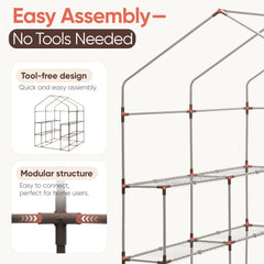 Sekey walk-in greenhouse with 10 shelves, 143 cm x 143 cm x 195 cm