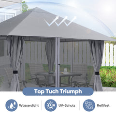 Sekey Pavillon 3x3m mit 4 Seitenteilen und 4 Moskitonetz, Doppeldach
