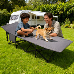 Sekey Feldbett Campingbett Klappbar – 190×71×35 cm | 200 kg belastbar | 1200D Oxford | wahlweise mit 8 cm Matratze | Faltbare Camping- & Angelliege für Garten & Outdoor