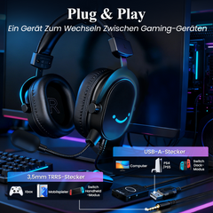Fifine 3,5mm / USB Gaming Headset mit Mikrofon, 50mm Treiber, H9
