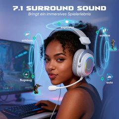 Fifine USB Gaming Headset mit Mikrofon, 3 EQ-Modi und 50mm Treiber, H6