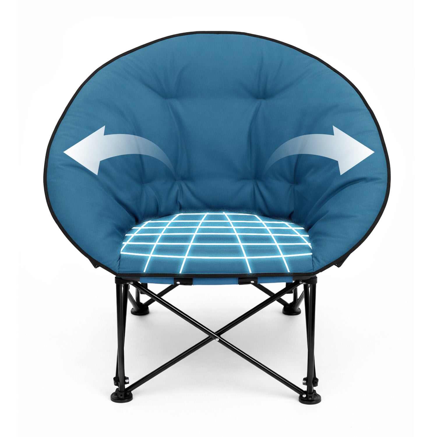 Sekey XXL Moonchair Campingstuhl klappbar bis 140 kg – Gepolsterter Garten- & Outdoor-Stuhl mit hoher Rückenlehne, Blau