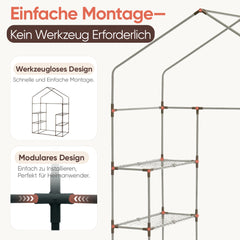 Sekey XL Foliengewächshaus 200×145×75 cm – Stabiles Balkon-Gewächshaus mit 4 Regalböden für gesundes Pflanzenwachstum