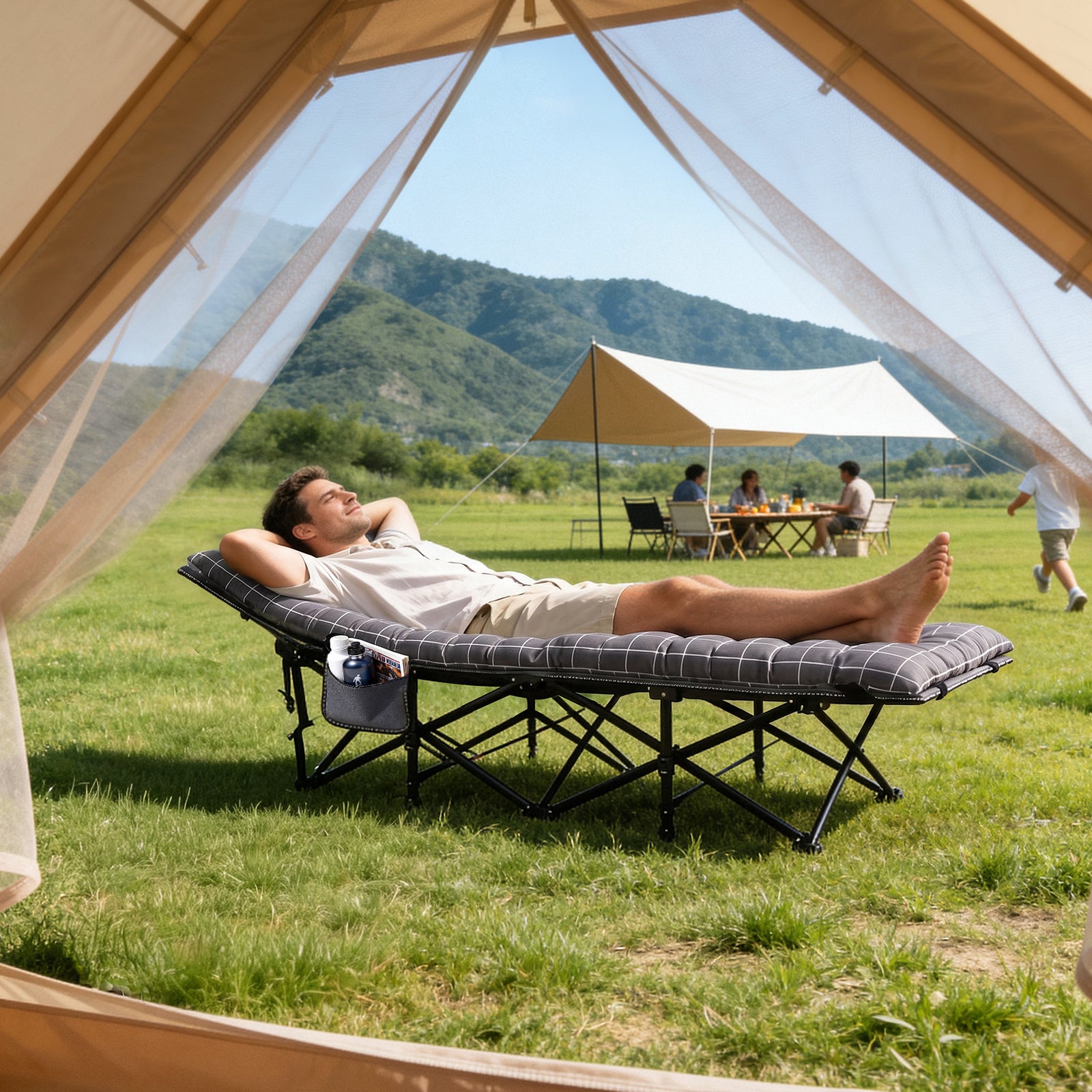Sekey Feldbett Klappbar mit Matratze 190 × 71 cm – Campingbett bis 200 – sekeymall
